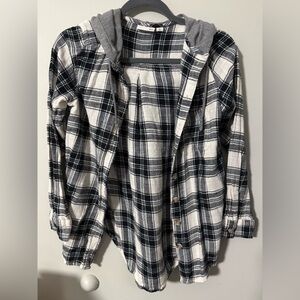 SO Hooded Plaid Long Sleeve Shirt